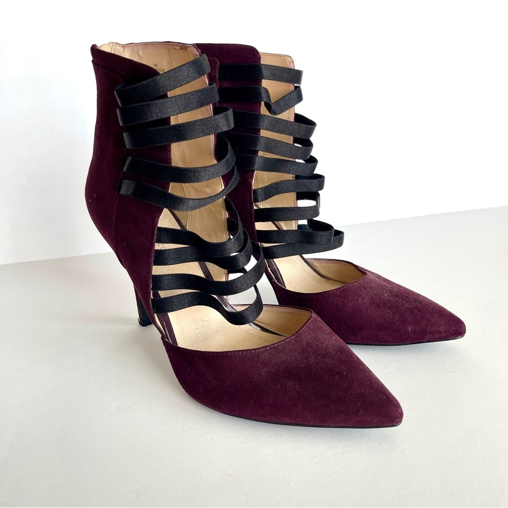 NINE WEST | Purple Elastic Detail Faux Suede Booties Sz 9